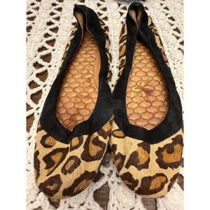 Sam Edelman Leopard print flat ballet shoes size 9.5 Bina, leather upper/lining